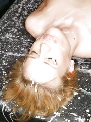 Holly Wellin gets her face spattered with load of sticky cum