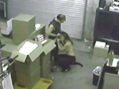 Couple caught having sex in the warehouse by hidden cameras